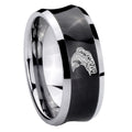 8MM Fishing Concave Black Tungsten Carbide Men's Ring