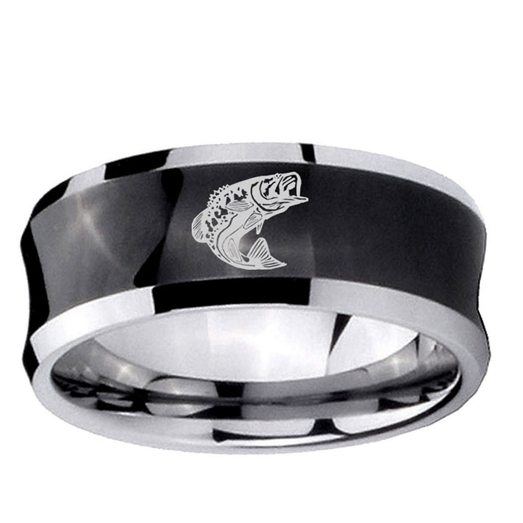 5MMFishing Concave Black Tungsten Carbide Men's Ring