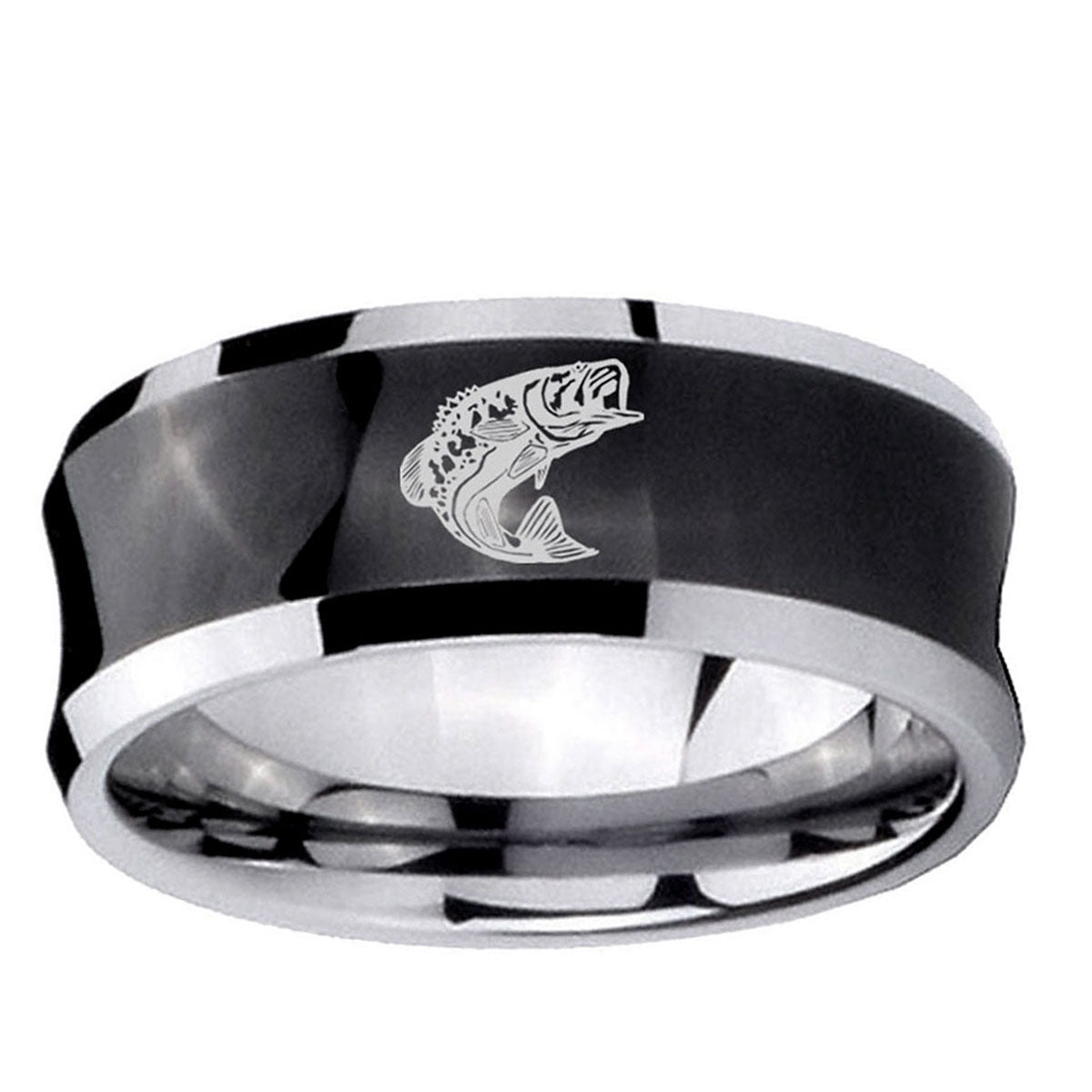 5MMFishing Concave Black Tungsten Carbide Men's Ring