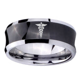10mm-Medical-Symbol-Concave-Black-Tungsten-Carbide-Men's-Engagement-Band
