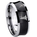 8MM Medical Symbol Concave Black Tungsten Carbide Men's Ring