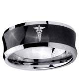 5, 8mm Medical Symbol Concave Black Tungsten Ring