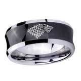 10mm-Game-Of-Thrones-House-Stark-Direwolf-Concave-Black-Tungsten-Carbide-Men's-Engagement-Band