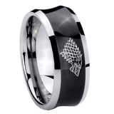 10mm Game Of Thrones House Stark Direwolf Concave Black Tungsten Carbide Men's Engagement Band