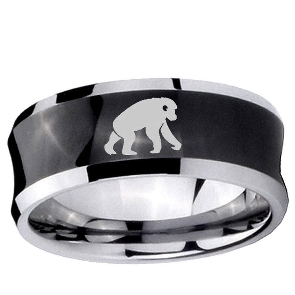 5MMChimpanzee Concave Black Tungsten Carbide Men's Ring