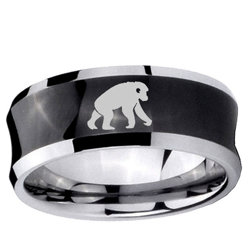 10mm Chimpanzee Concave Black Tungsten Ring