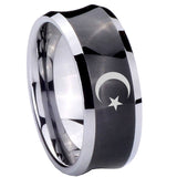 10mm-Crescent-Moon-Stars-Concave-Black-Tungsten-Carbide-Men's-Engagement-Band
