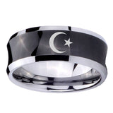 10mm-Crescent-Moon-Stars-Concave-Black-Tungsten-Carbide-Men's-Engagement-Band
