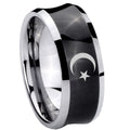 8MM Crescent Moon Stars Concave Black Tungsten Ring
