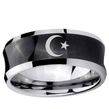 5, 8mm Crescent Moon Stars Concave Black Tungsten Ring
