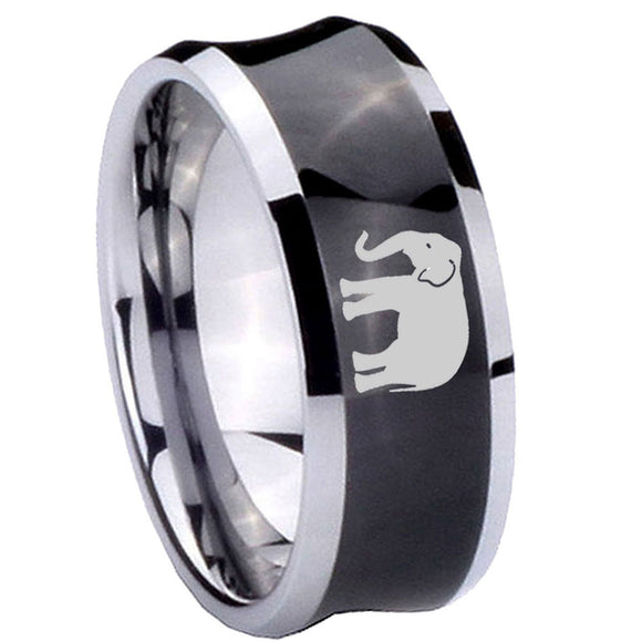 10mm-Elephant-Concave-Black-Tungsten-Carbide-Men's-Engagement-Band