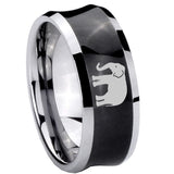 8mm Elephant Concave Black Tungsten Carbide Men's Ring