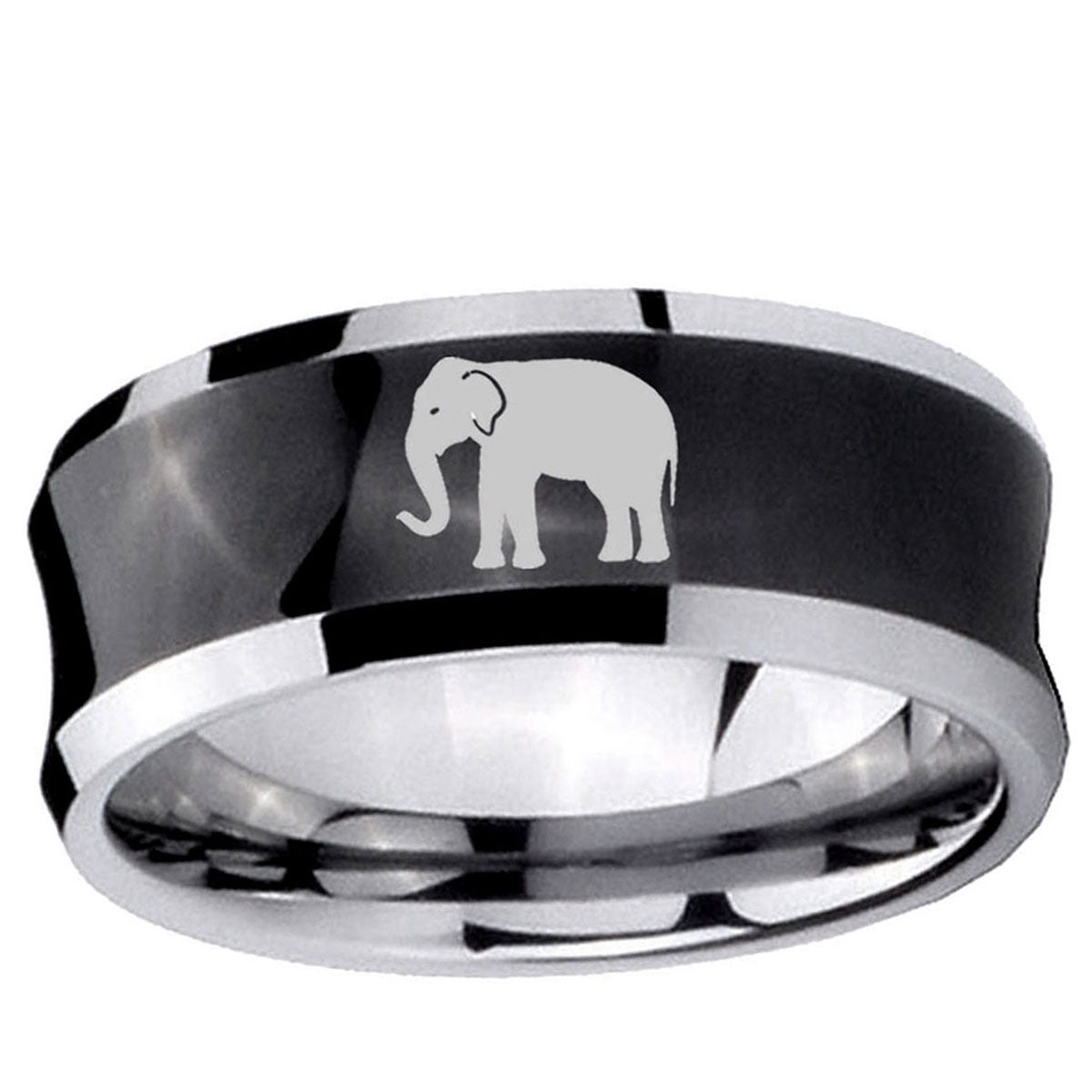 10mm Elephant Concave Black Tungsten Ring