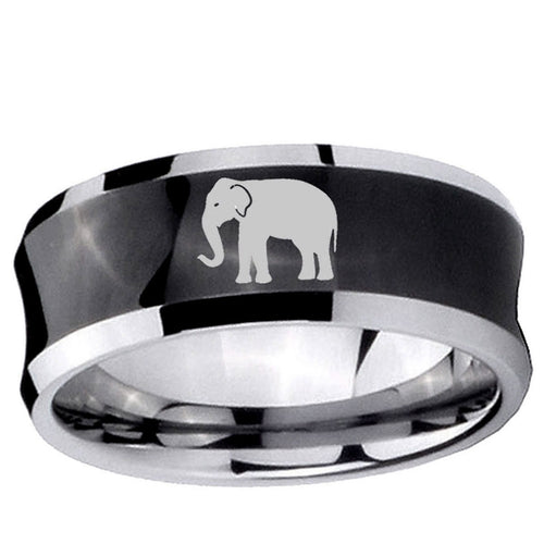 10mm Elephant Concave Black Tungsten Ring