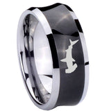 10mm-Hammerhead-Shark-Concave-Black-Tungsten-Carbide-Men's-Engagement-Band