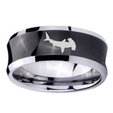 10mm-Hammerhead-Shark-Concave-Black-Tungsten-Carbide-Men's-Engagement-Band
