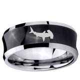 5, 8mm Hammerhead Shark Concave Black Tungsten Ring