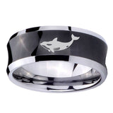10mm-Keller-Whale-Concave-Black-Tungsten-Carbide-Men's-Engagement-Band