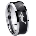 8MM Keller Whale Concave Black Tungsten Carbide Men's Ring