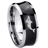 8mm Keller Whale Concave Black Tungsten Carbide Men's Ring