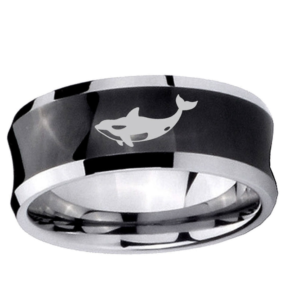 10mm Keller Whale Concave Black Tungsten Ring