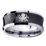 10mm-Octopus-Concave-Black-Tungsten-Carbide-Men's-Engagement-Band