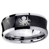 10mm Octopus Concave Black Tungsten Ring