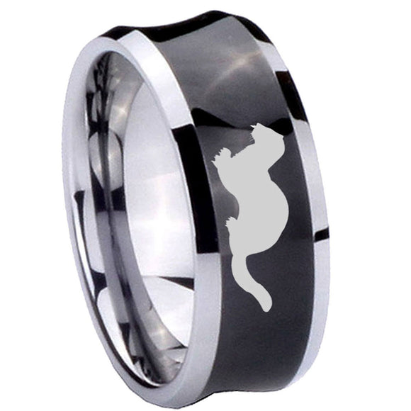 10mm-Otter-Concave-Black-Tungsten-Carbide-Men's-Engagement-Band