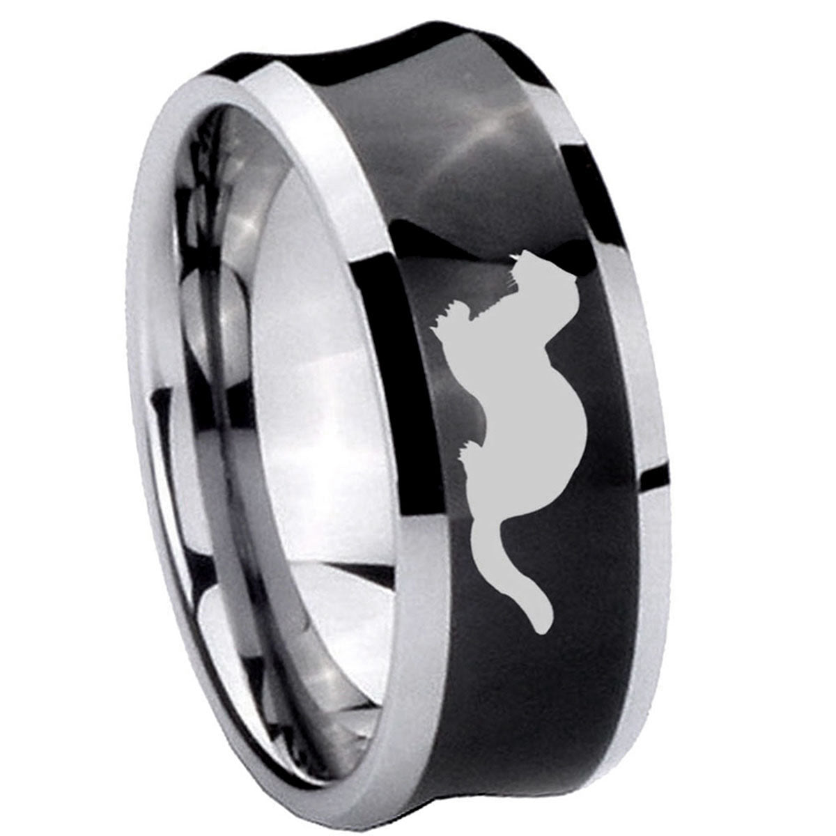 8MM Otter Concave Black Tungsten Carbide Men's Ring