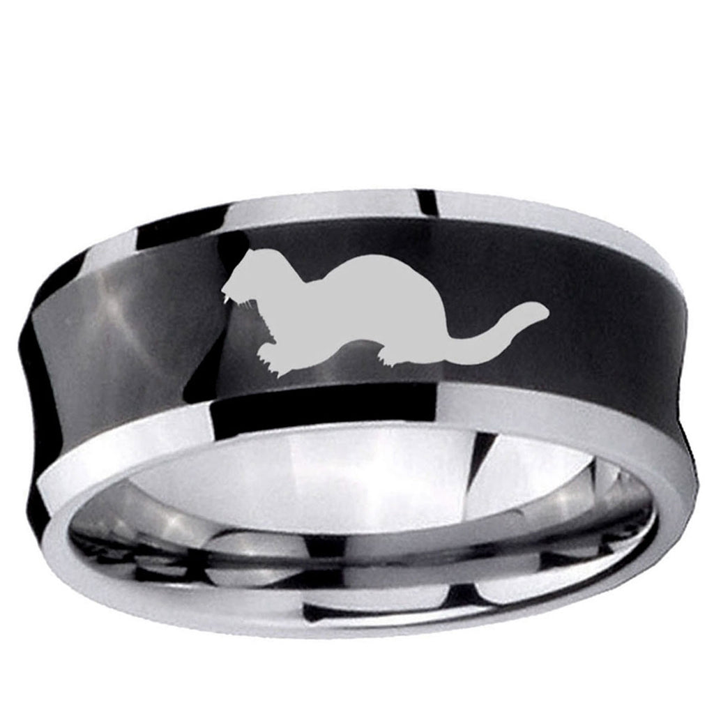 5MMOtter Concave Black Tungsten Carbide Men's Ring