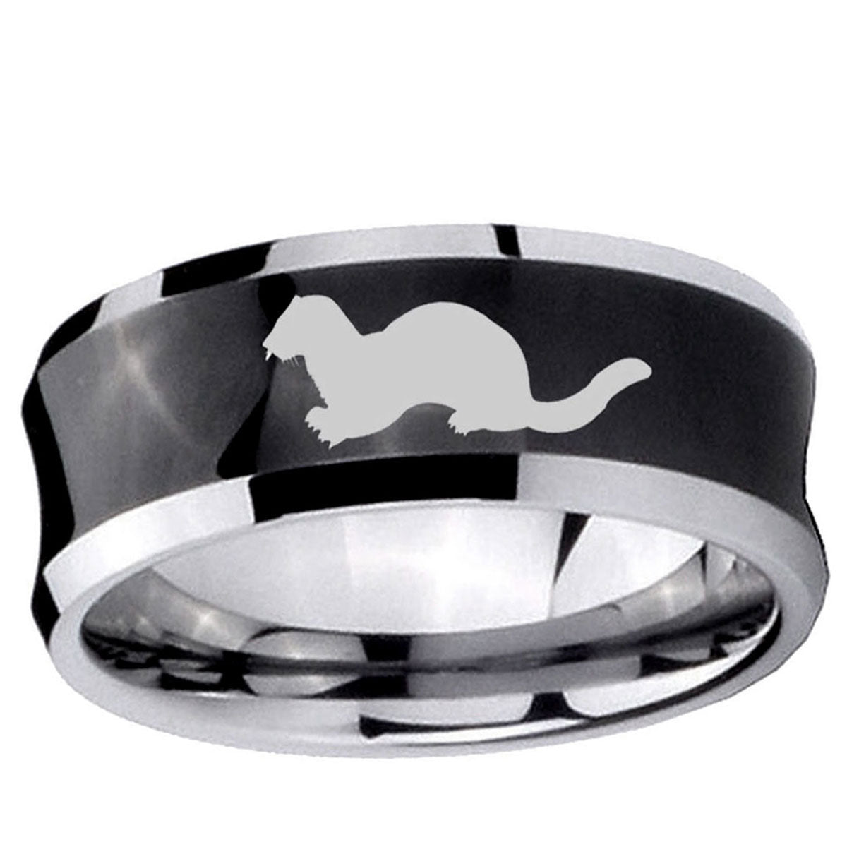 5MMOtter Concave Black Tungsten Carbide Men's Ring