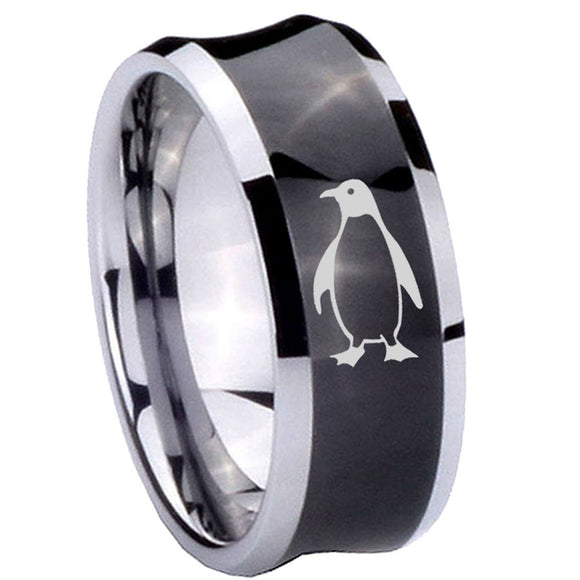 10mm-Penguin-Concave-Black-Tungsten-Carbide-Men's-Engagement-Band
