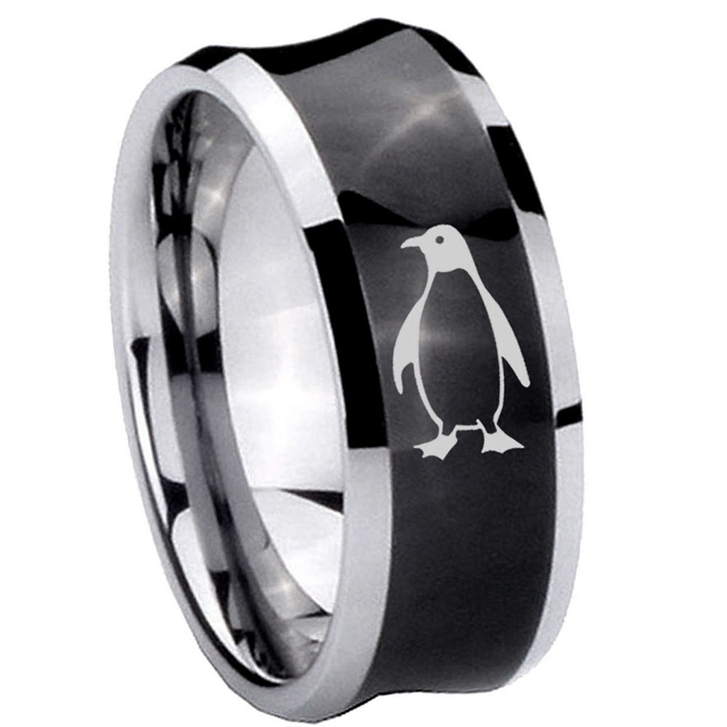 8MM Penguin Concave Black Tungsten Carbide Men's Ring