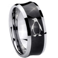 10mm Penguin Concave Black Tungsten Carbide Men's Engagement Band