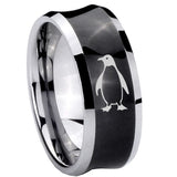 8mm Penguin Concave Black Tungsten Carbide Men's Ring
