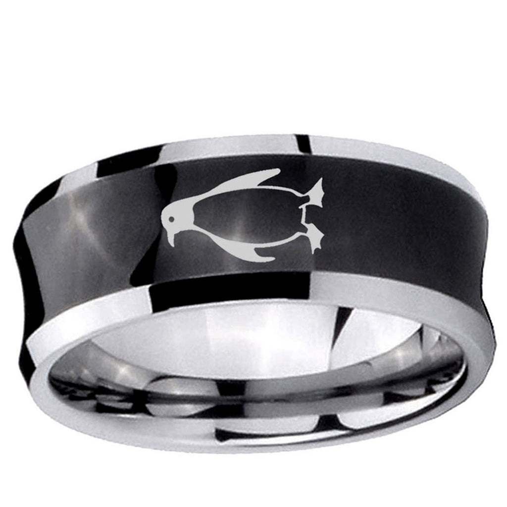 5MMPenguin Concave Black Tungsten Carbide Men's Ring
