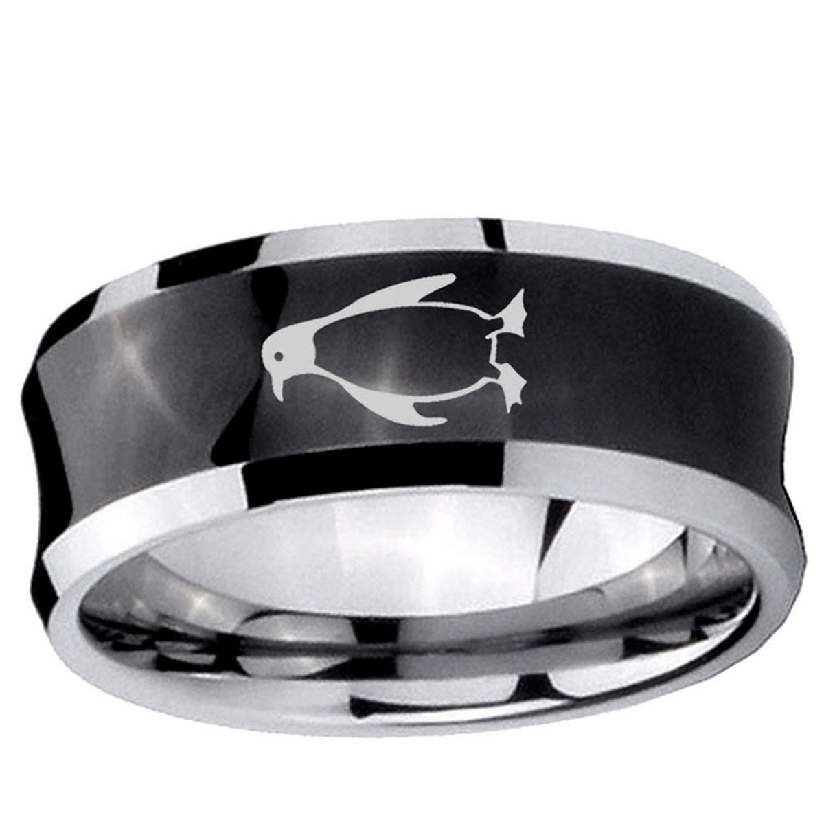 5MMPenguin Concave Black Tungsten Carbide Men's Ring