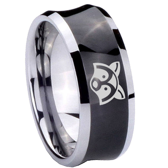 10mm-Raccoon-Animal-Concave-Black-Tungsten-Carbide-Men's-Engagement-Band