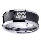 10mm-Raccoon-Animal-Concave-Black-Tungsten-Carbide-Men's-Engagement-Band