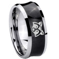 8MM Raccoon Animal Concave Black Tungsten Carbide Men's Ring