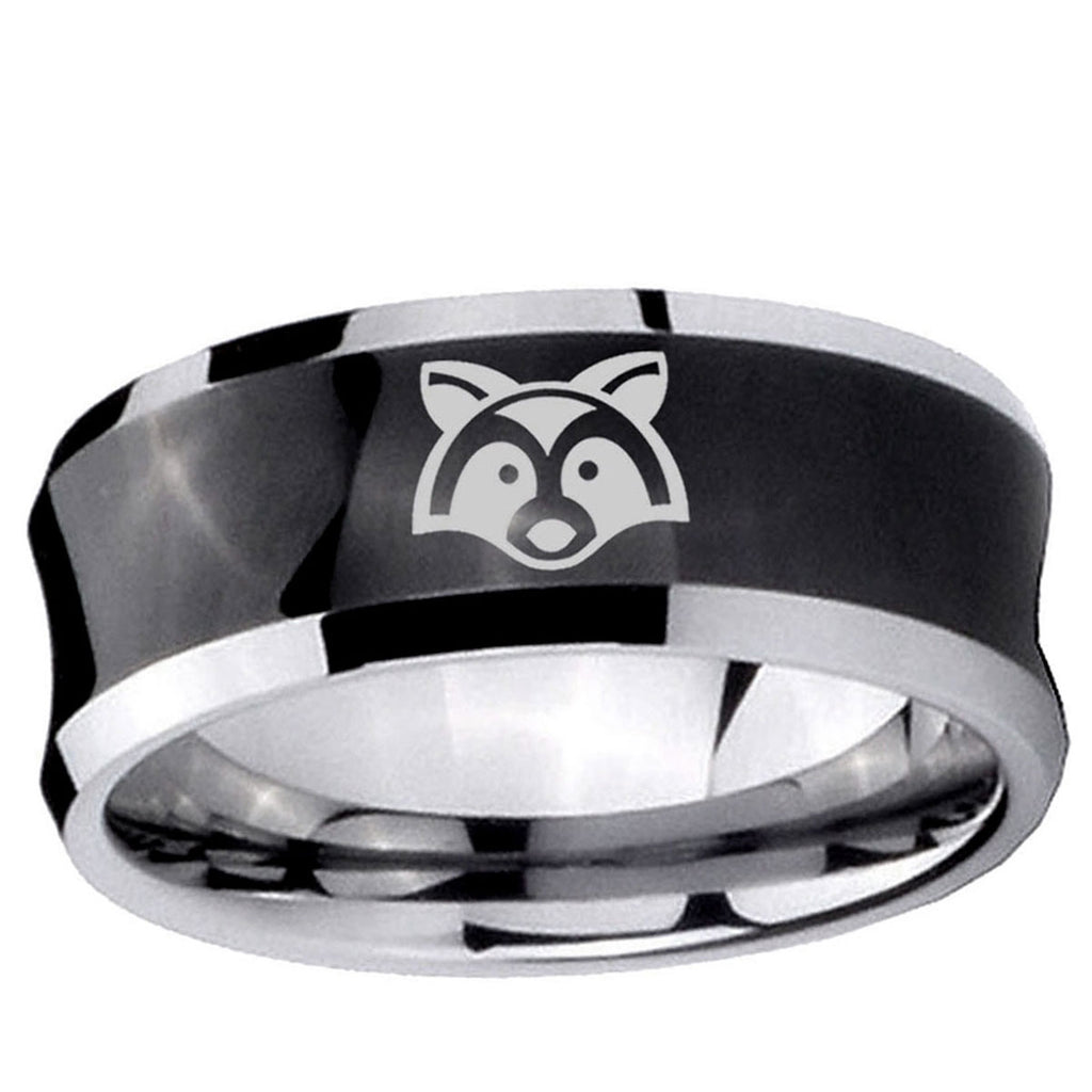 5MMRaccoon Animal Concave Black Tungsten Carbide Men's Ring