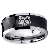 5, 8mm Raccoon Animal Concave Black Tungsten Ring