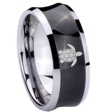 8mm Sea Turtle Concave Black Forever Wedding Rings