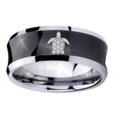 5, 8mm Sea Turtle Concave Black Forever Wedding Rings