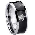 8MM Sea Turtle Concave Black Forever Wedding Rings