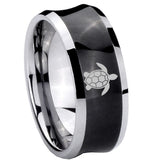 8mm Sea Turtle Concave Black Forever Wedding Rings