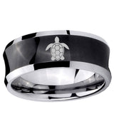 5, 8mm Sea Turtle Concave Black Forever Wedding Rings