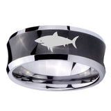 10mm-Shark-Concave-Black-Tungsten-Carbide-Men's-Engagement-Band