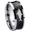 8MM Shark Concave Black Tungsten Carbide Men's Ring
