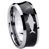 8mm Shark Concave Black Tungsten Carbide Men's Ring